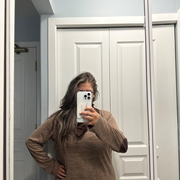 Brown Tunic Dress  Mock Neck Sweater - Picture 2 of 3